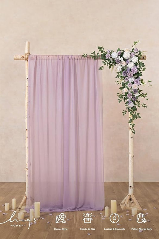 Ling's moment Wedding Arch Flowers - 6.5FT Floral Garland for Ceremony Arbor Backdrop Decoration - Artificial Rose Floral Swag for Sweetheart Table Birthday Party, Baby Shower, Purple