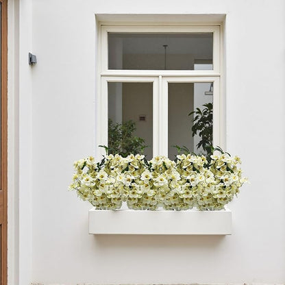 Artificial Flower Stems Bundle, White and Green, for Indoor Outdoor Home Decor (12, White)