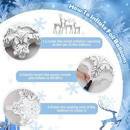 Winter Wonderland Balloon Arch Garland Kit, Snowflake Blue Pink Purple Silver White Balloons Snowflake Star Foil Balloon for Holiday Snow Princess Xmas Christmas Baby Shower Birthday Party Decorations
