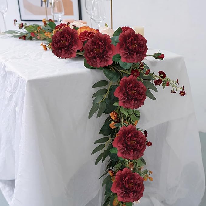 20pcs 5" Artificial Flower Peonies, Silk Peonies with 6" Stems, Flowers Suitable for Wedding Bouquets, Home Party Decoration (Wine Red)