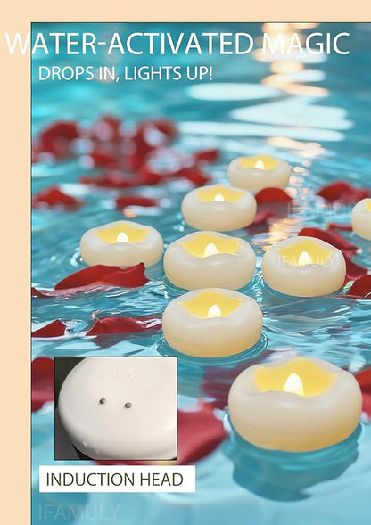 Floating Candles, 24 Packs 2.3 Inch Flameless LED Candle, 160+ Hour Battery Operated Waterproof Tealights for Wedding Centerpieces Marriage Proposals Pool Party Cylinder Vases Spa Christmas New Year