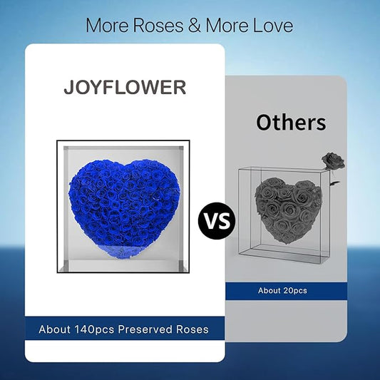 JoyFlower About 140pcs Preserved Roses Gift, Real Dark Blue Eternal Roses for Mom, Long Lasting Forever Flowers with Gift Box for Women Girlfriend Wife in Valentines Mother's Day Birthday Anniversary