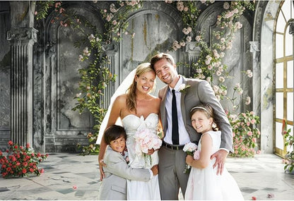 Baocicco 5x3ft Place Flower Wall Photography Background Victoria Arch European Castle Wall Pink Red Rose Backdrop for Women Girls Themed Party Decorations Wedding Baby Shower Cake Table Photoshoot