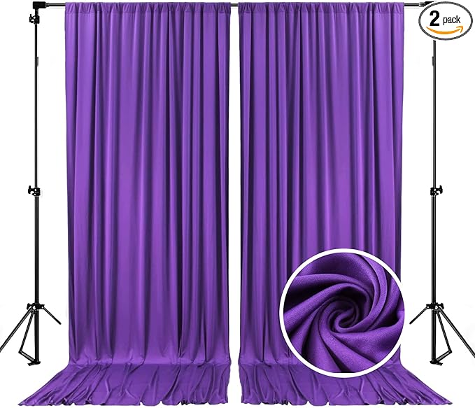 10 x 10 Feet Purple Backdrop Curtain for Partie, Background Curtains for Photoshoot, Birthday, Wedding, Halloween, Thanksgiving, Christmas, New Year Party Decorations 5Ft x 10Ft, 2 Panels