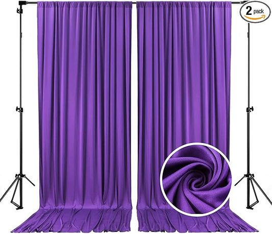 10 x 10 Feet Purple Backdrop Curtain for Partie, Background Curtains for Photoshoot, Birthday, Wedding, Halloween, Thanksgiving, Christmas, New Year Party Decorations 5Ft x 10Ft, 2 Panels