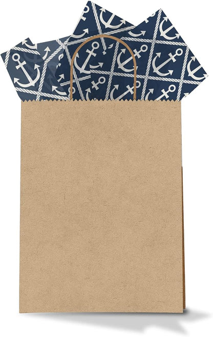 Nautical Anchors Printed Tissue Paper for Gift Bags or Boxes and Wrapping - Bulk Decorative Art Tissue Paper for Packaging and Gifting | 24 Sheets 20" x 30"