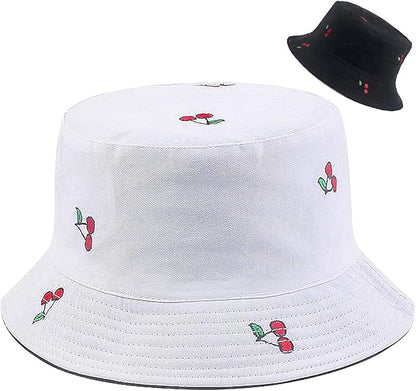 XYIYI Cute Bucket Hat Beach Fisherman Hats for Women, Reversible Double-Side-Wear