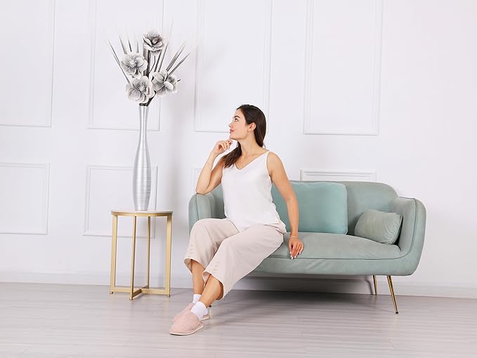 Leewadee Decorative Tall Floor Vase for Living Room Decor, 26 inches, Silver, Resin