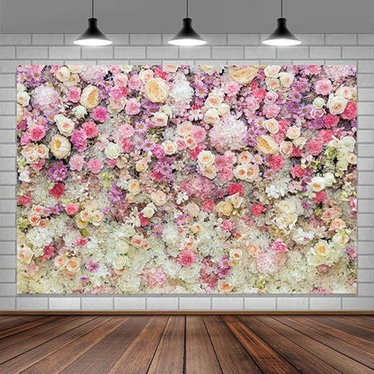 Pink Flower Wall Backdrop - Spring Mothers Day & Girls Birthday Party Weeding Bridal Shower Studio Photo Booth Props, 8X6FT