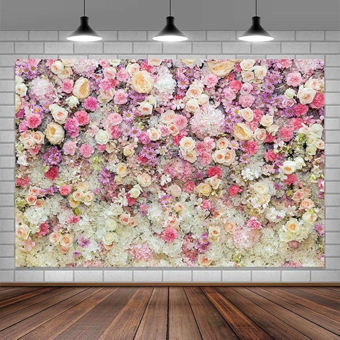 Pink Flower Wall Backdrop - Spring Mothers Day & Birthday Party Backdrop, 10X6FT