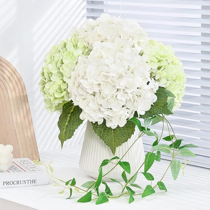MARTINE MALL 3Pcs 21in Hydrangea Artificial Flowers, Latex Real Touch Hydrangeas Lifelike Large Hydrangea Flowers for Home Decor Party Arrangements Wedding Bouquets Centerpieces (White)