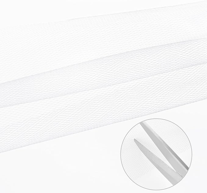 White Tulle Mesh Ribbon 6 Inch x 100 Yards(300ft) Netting Spool Fabric Ribbon Ideal for Tutu Skirt Art Gift Wrapping Flower Bouquet Crafts Weddings Floral Arrangements