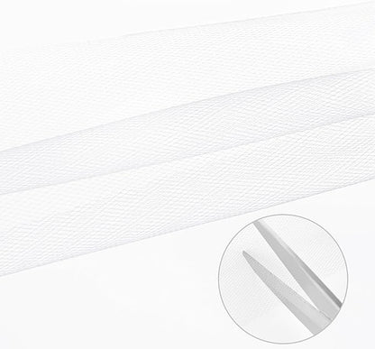 White Tulle Mesh Ribbon 6 Inch x 100 Yards(300ft) Netting Spool Fabric Ribbon Ideal for Tutu Skirt Art Gift Wrapping Flower Bouquet Crafts Weddings Floral Arrangements