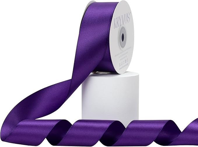 Purple Satin Ribbon, Double Faced 1-1/2 Inch X 25 Yards Purple Ribbon, Premium Satin Ribbons for Gift Wrapping, Crafts, Hair Bow Making, Sewing, Flower Bouquet, Wedding Party Decor