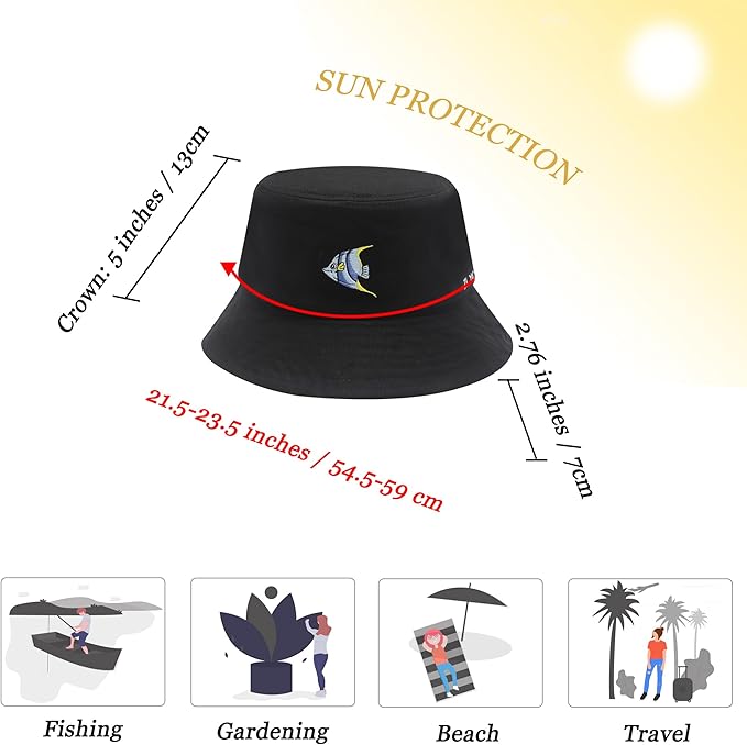 ZLYC Unisex Fashion Embroidered Bucket Hat Summer Fisherman Cap for Men Women