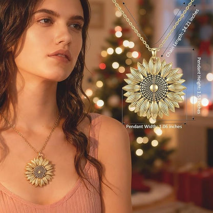 Christmas Gifts Forever Sunflower Gifts for Women Girlfriend Wife Mom, You are My Sunshine Necklace Gift Box for Birthday Wedding Mother's Day Xmas Present Sunflower Jewelry Home Decor