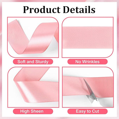 XSEINO 110 Yards Ribbon,1 1/2 Inch Pink Satin Ribbon for Flower Bouquet, Gift Wrapping, Ribbons for Crafts, Hair Bows Making, Wedding Party Decoration, Sewing, Invitation Cards, Christmas, Wreath