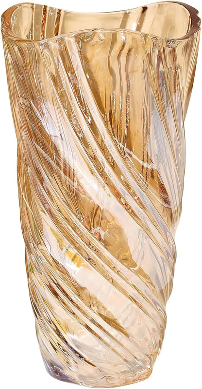 Glass Vase,Elegant Spiral Decorative Centerpiece for Home, Office,Wedding, Stylish Blown Glass Flower Vase