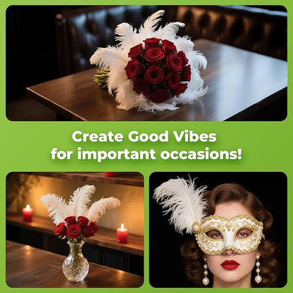 Piokio 20 pcs Natura White Ostrich Feathers Plumes 6-8 inch(15-20 cm) Bulk Wedding Party Centerpieces and DIY Clothes Decoration, Gatsby Decorations