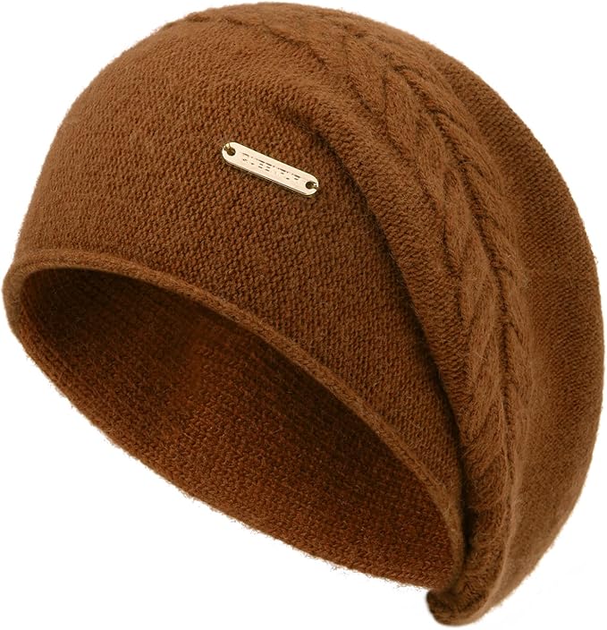 QUEENFUR Knit Slouchy Beanie Hats for Women Cashmere Ski Cap Knitted Wool Soft Warm Winter Hat