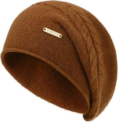 QUEENFUR Knit Slouchy Beanie Hats for Women Cashmere Ski Cap Knitted Wool Soft Warm Winter Hat