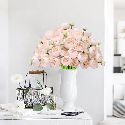 Ranunculus Artificial Flower,18 Pcs Champagne Faux Silk Mini Peony Flowers Fake Peonies Wedding Flowers DIY Bouquet for Centerpieces Arrangements Bridal Shower Decorations (Champagne)