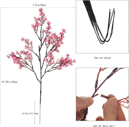15PCS Artificial Baby Breath Flowers Fake Silk Real Touch DIY Floral Bouquets Decor Wedding Party Decoration Arrangements-Hot Pink