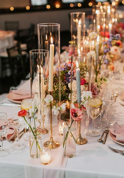 12 Pack Glass Cylinder Vases 16 Inch Tall Clear Flower Vase for Centerpieces, Hurricane Floating Candle Holder Wedding Decorations, Floral Vase Bulk for Table Shelf Party Home Deco (16 x 3.35 Inch)