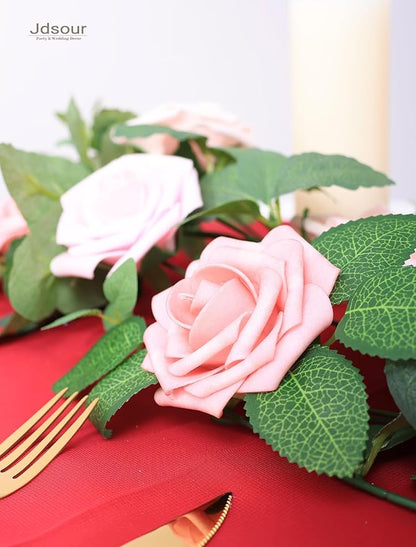 25pcs Artificial Flower，Real Looking Foam Roses w/Stem for DIY Wedding Bouquets Centerpieces Bridal Shower Party Decor-Shades of Dusty Pink