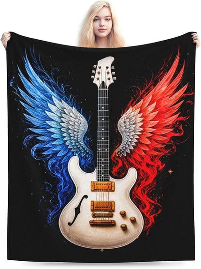 Guitar Blanket Music Throw Blanket Musical Instrument Soft Cozy Fleece Fuzzy Stuffed Plush Flannel Gifts for Girls Women Boys Kids Adults 40''x50''