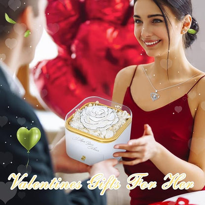 Beferr Birthday Gifts for Women Preserved Real Rose with Necklace Eternal Roses Forever Flowers for Delivery Prime Christmas Day Gifts for Mom Grandma Wife Sister Her from Daughter