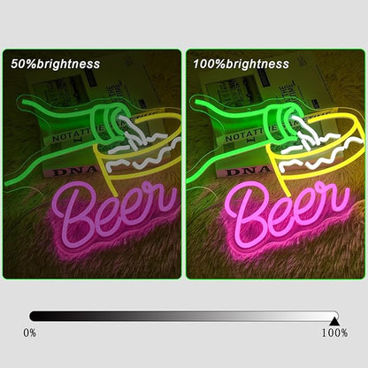 Beer Neon Signs for Wall Decor Colorful Bar Neon Sign Beer Pouring Led Sign Dimmable USB Beer Neon Light for Man Cave Beer Bar Kitchen Restaurant Shop Pub Nightclub Decoration