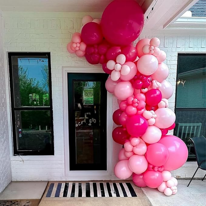 Pink Balloons 12 Inch Hot Pink Metallic Pink Balloons Baby Pink Confetti Latex Balloon Dark Magenta Pink Party Balloons for Bitrhday Valentine's Day Baby Shower Wedding Kit Princess Decorations