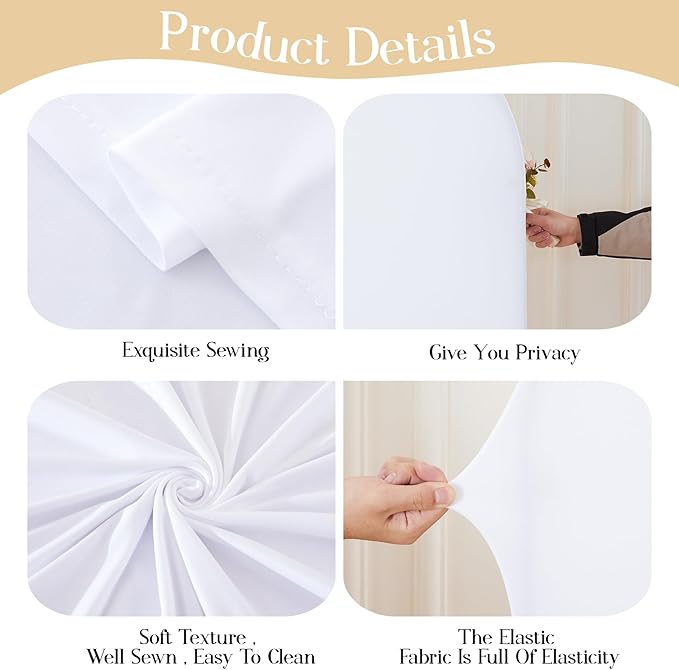 White Arch Backdrop Cover Set of 2 Birthday Party Arch Covers 7.2 and 6ft Wedding Arch Cover Stretchy Backdrop Bridal Baby Shower Birthday Arch Covers Spandex
