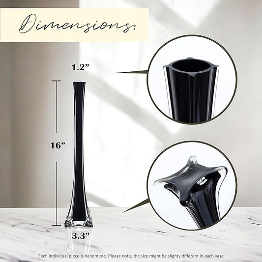 Craft And Party, Pack of 12, Eiffel Tower Vases Centerpiece for Flower, Wedding, Decoration. (16", Black)