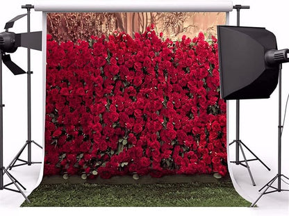 AOFOTO 10x10ft Romantic Roses Backdrop Wedding Photography Background Garden Flowers Lovers Couple Girlfriend Bride Portrait Valentine's Day Photo Shoot Studio Props Seamless Wallpaper