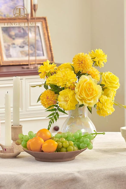 TINGE TIME Yellow Artificial Flowers Combo Box Set, Gradient Color Fake Flower Leaf with Stems for DIY Wedding Bouquets Table Centerpieces Baby Shower Home Party Floral Arrangements Decorations