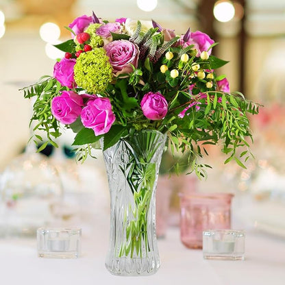 CS Crystal Vase 12-inch high, Cabbage Design, for Flowers & Decor. Lovely Nice Shiny Piece. Perfect as a Gift, Suitable for All Occasions