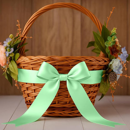Fullive 1 1/2 Inch Apple Green Satin Ribbon, 30Yards Ribbon for Gift Wrapping, Polyester Christmas Tree Ribbons for Birthday Easter Christmas Decorations DIY Bows Wrapping Bouquet Floral Arrangements