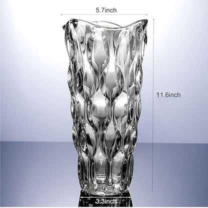 11.6" High Thickened Gray Glass Flower Vase for Home Decor, Dining Wedding Table Office Holiday Party Centerpiece Decoration