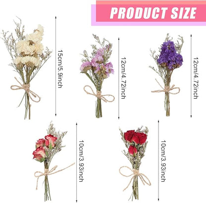10 Pack Dried Flower Bouquets Mini Dried Flower with Stem Forget Me Not Dried Embossing Natural Flower Bundles Artificial Flower Dried Floral Arrangement for Vase DlY Wedding Decor (Forget Me Not)