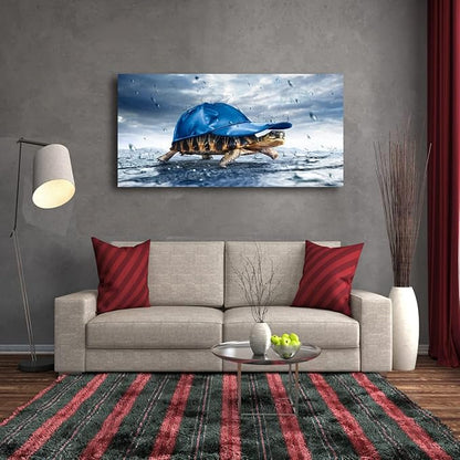 Lovely Sea Turtle Picture Canvas Wall Art for Bathroom Decor,Animal Canvas Print Paintings Artwork for Living Room Home Office Kitchen Wall Decoration,Stretched 20x40 inches Framed Ready to Hang