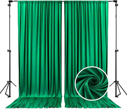 10 x 10 Feet Hunter Green Backdrop Curtain for Partie, Background Curtains for Photoshoot, Birthday, Wedding, Halloween, Thanksgiving, Christmas, New Year Party Decorations 5Ft x 10Ft, 2 Panels