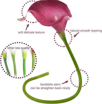FiveSeasonStuff Real Touch Calla Lily Artificial Flowers Wedding Bridal Bouquet | Floral Arrangements | 15 Calla Lilies (Blush Magenta)