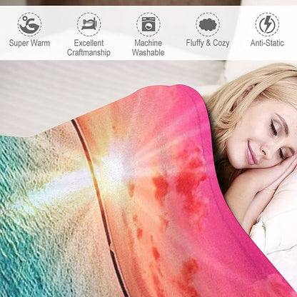 Love Ocean Beach Blanket - Soft, Warm, Cozy Fleece for Kids, Adults - 50"x60"