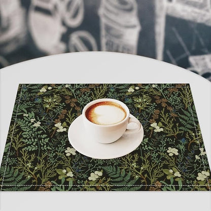 Vintage Botanical Placemats Set of 6, 17x12 Inch Rustic Farmhouse Retro Plant Green Nature Art Print Table Mats for Home Party Kitchen Dining Decor