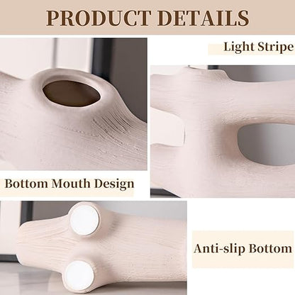 Small Vase Home Decor, Ceramic Handmade Vase Wabi Sabi Decor, Hollow Textured vase Coffee Table Decor, Cute Decoration for Bedroom, Office, Living Room, Bathroom, Shelf