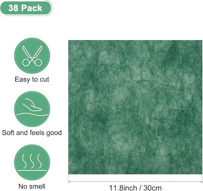 M METERXITY 38-Sheet Korean Cotton Wrapping Flower Paper, 11.8 Inch Waterproof Floral Wrapping Cotton Paper for Bouquets/Gift Packaging [Dark Green]