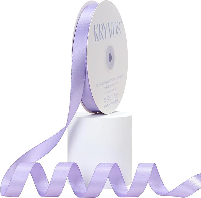 Lavender Satin Ribbon, Double Faced 5/8 Inch X 50 Yards Lavender Ribbon, Premium Satin Ribbon for Gift Wrapping, Crafts, Hair Bow Making, Sewing, Flower Bouquet, Wedding Party Decor