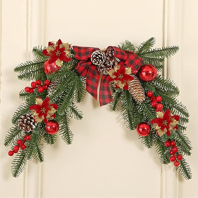 12 PCS Poinsettia Flower Artificial Red Gold Christmas Flowers Artificial 5.5'' Glitter Poinsettias Artificial Christmas Tree Flower With Clips Diy Xmas Wreath Holiday New Year Home Party Decor
